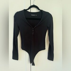 Abercrombie & Fitch Black Long Sleeve Bodysuit